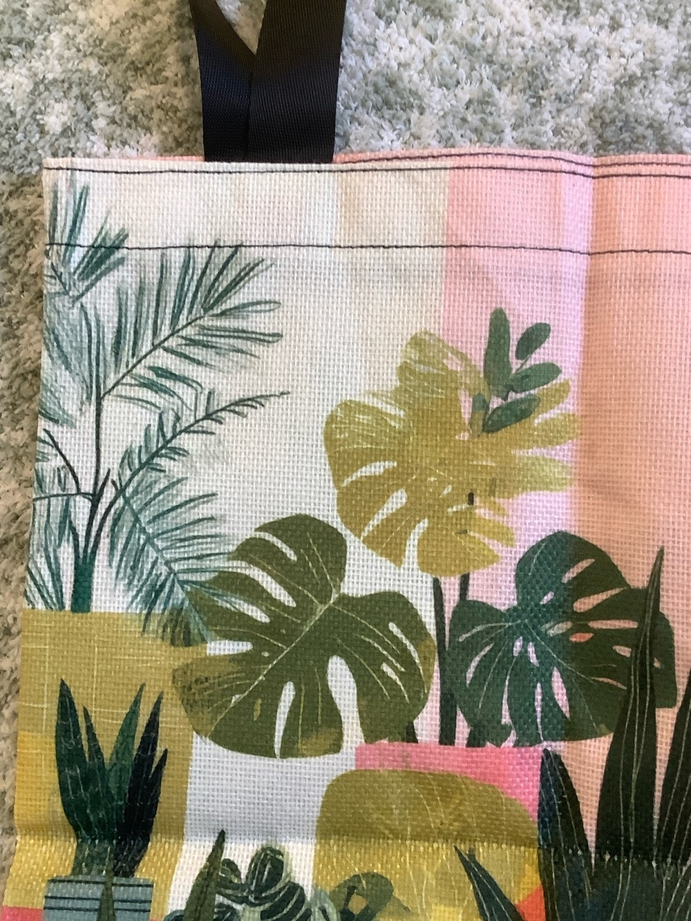 Tropical Potted Plants Canvas Tote Bag in Pink and Green NWT 13.50x15.75” - Picture 3 of 14